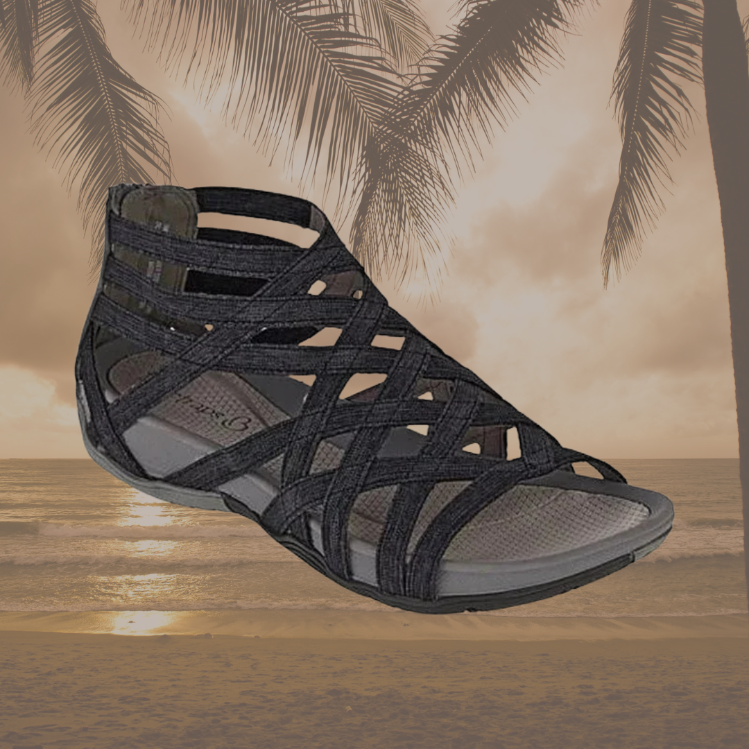 Women's Strappy Flat Sandals – Black