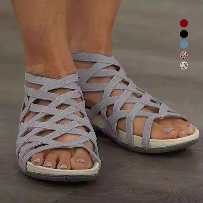 Women's Strappy Flat Sandals – Grey