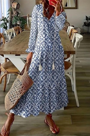 Women's V Neck Maxi Dress – Blue