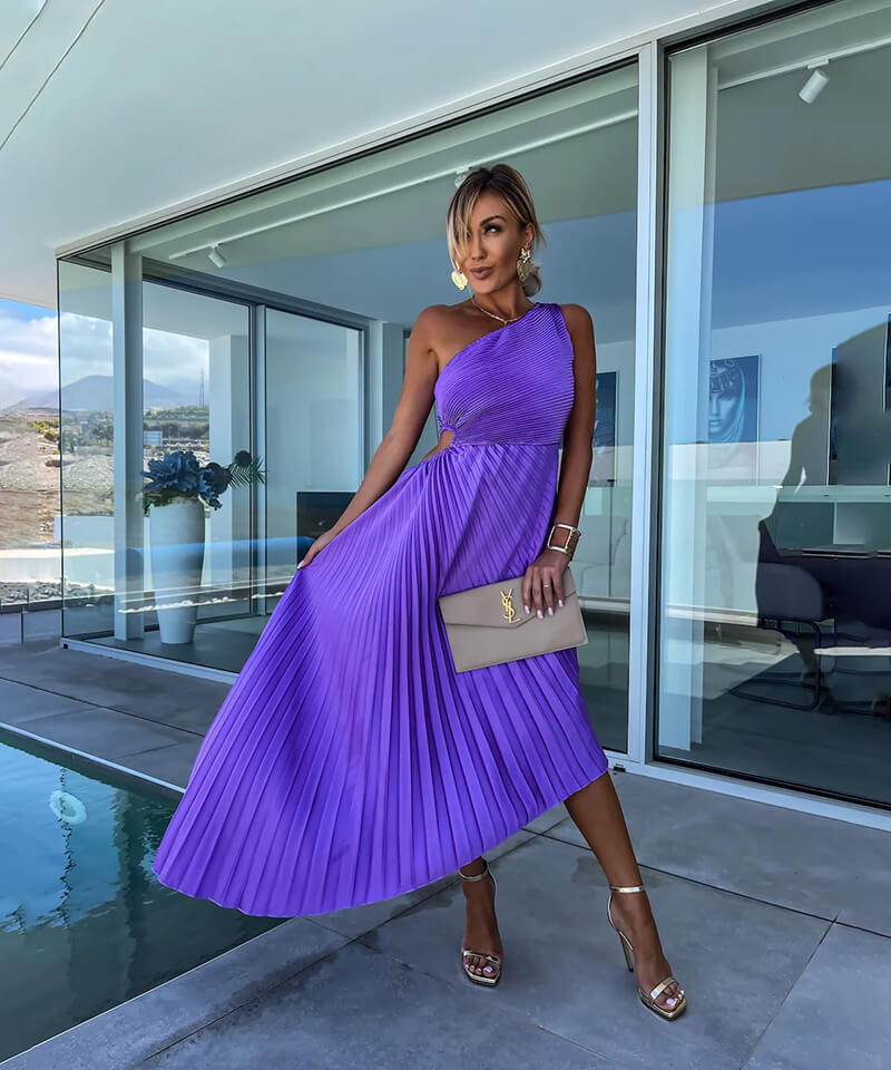 Women's One Shoulder Midi Dress