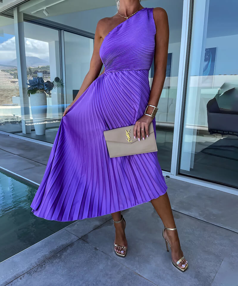 Women's One Shoulder Midi Dress