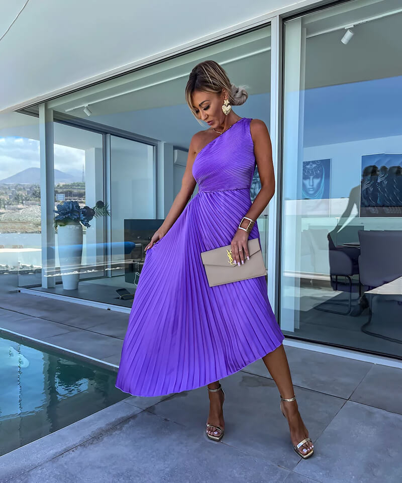 Women's One Shoulder Midi Dress