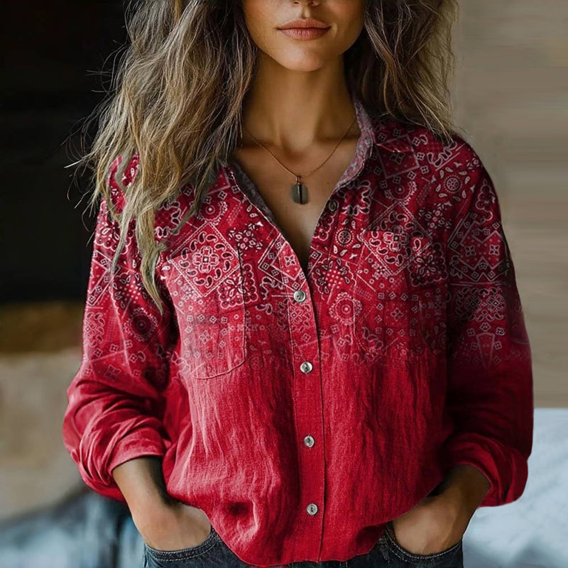 Women's Long Sleeve Blouse – Red