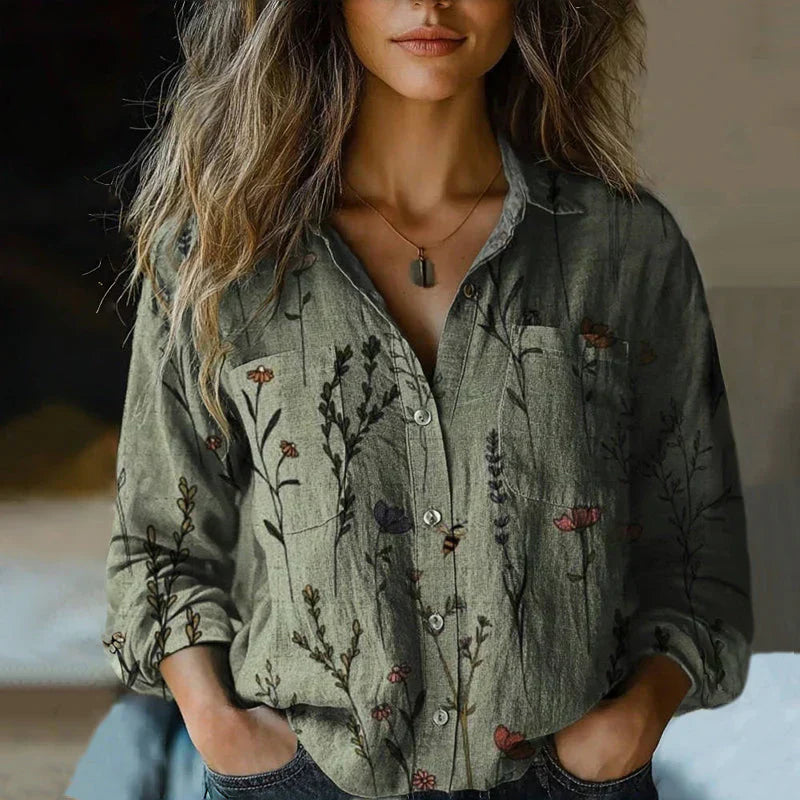 Women's Long Sleeve Blouse – Green