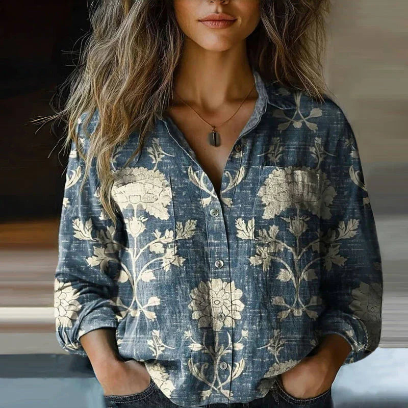 Women's Long Sleeve Blouse – Blue
