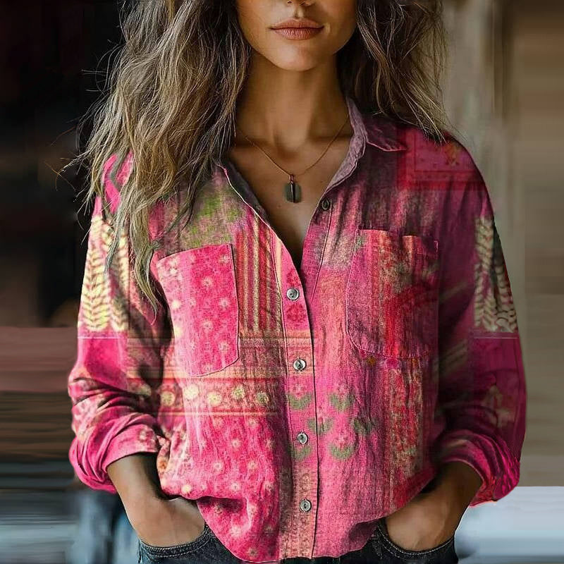 Women's Long Sleeve Blouse – Pink