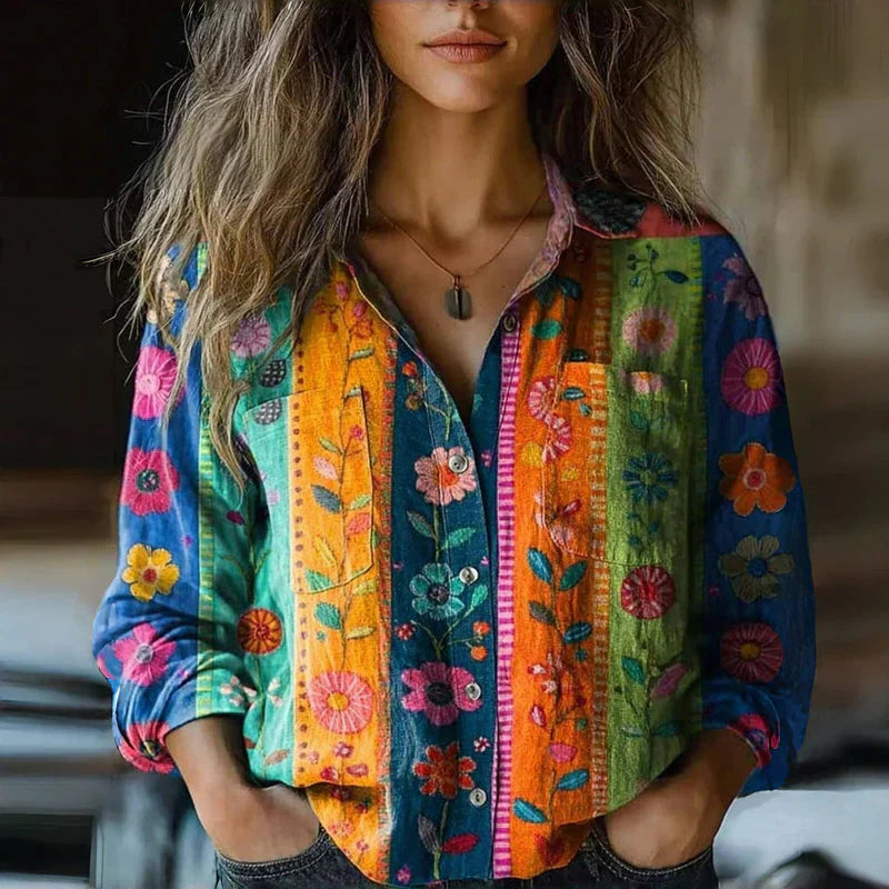 Women's Long Sleeve Blouse – Multicoloured