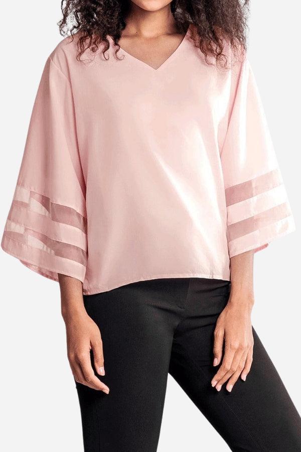 Women's V Neck Blouse – Light Pink