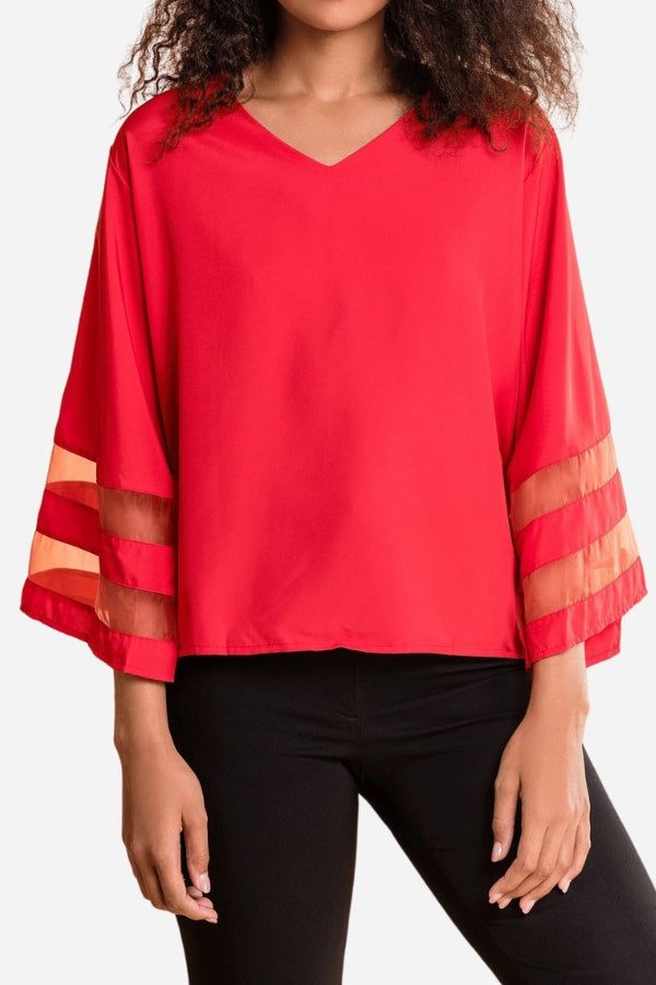 Women's V Neck Blouse – Red