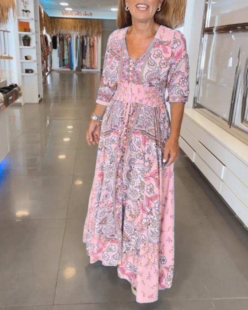 Women's V Neck Maxi Dress