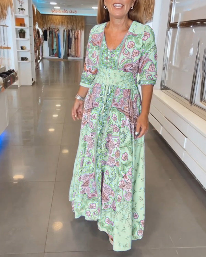 Women's V Neck Maxi Dress