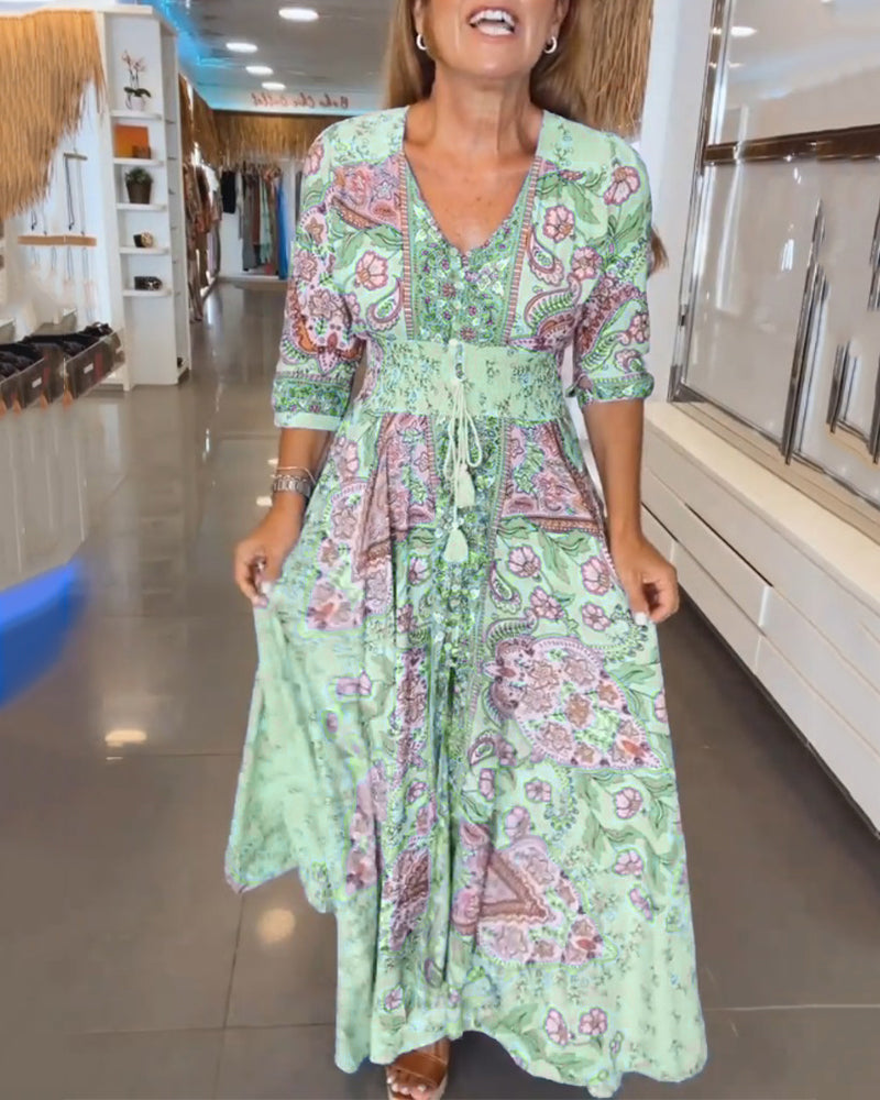 Women's V Neck Maxi Dress