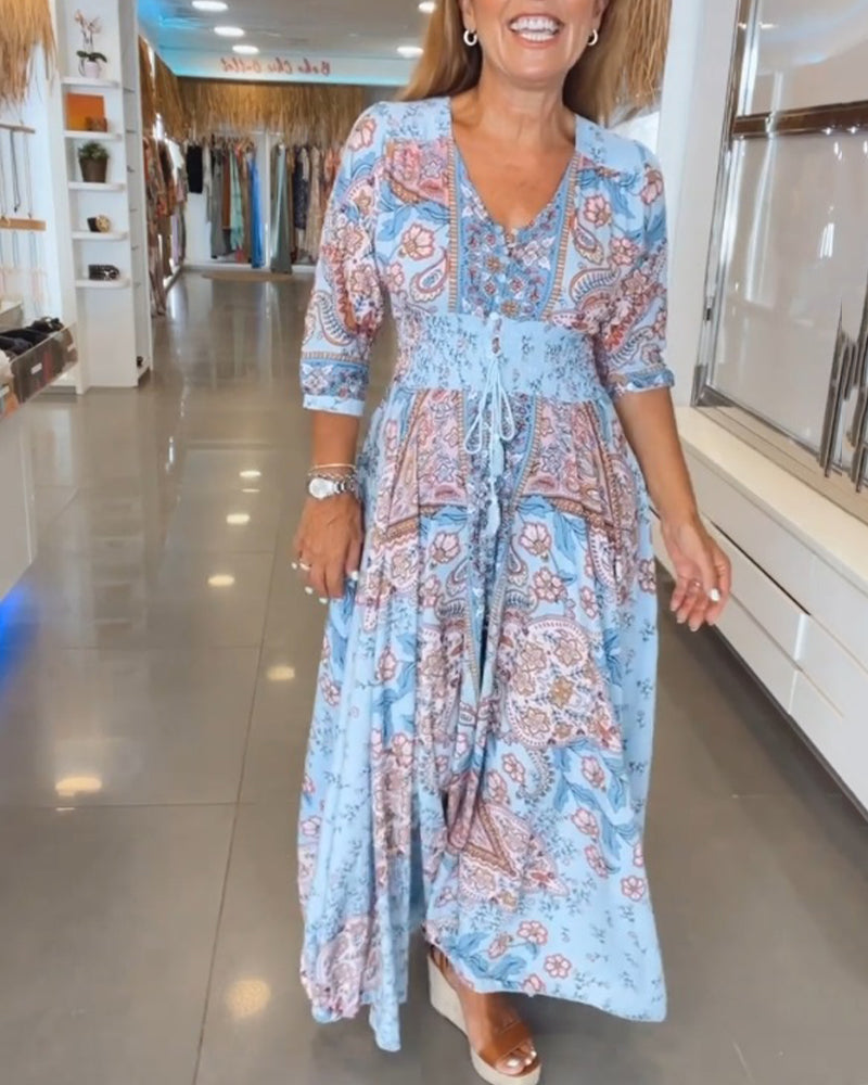 Women's V Neck Maxi Dress