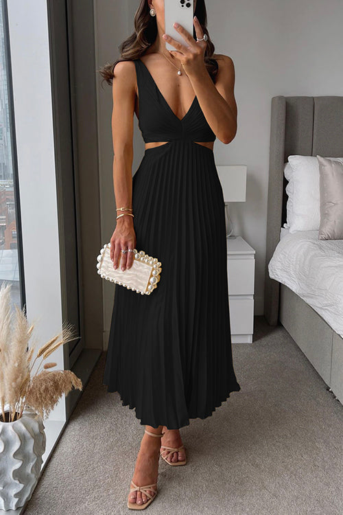 Women's V Neck Maxi Dress – Black