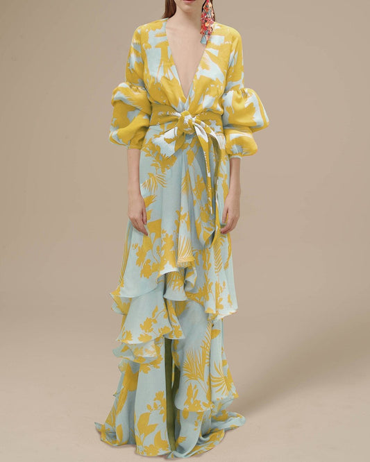 Women's Wrap Maxi Dress – Yellow
