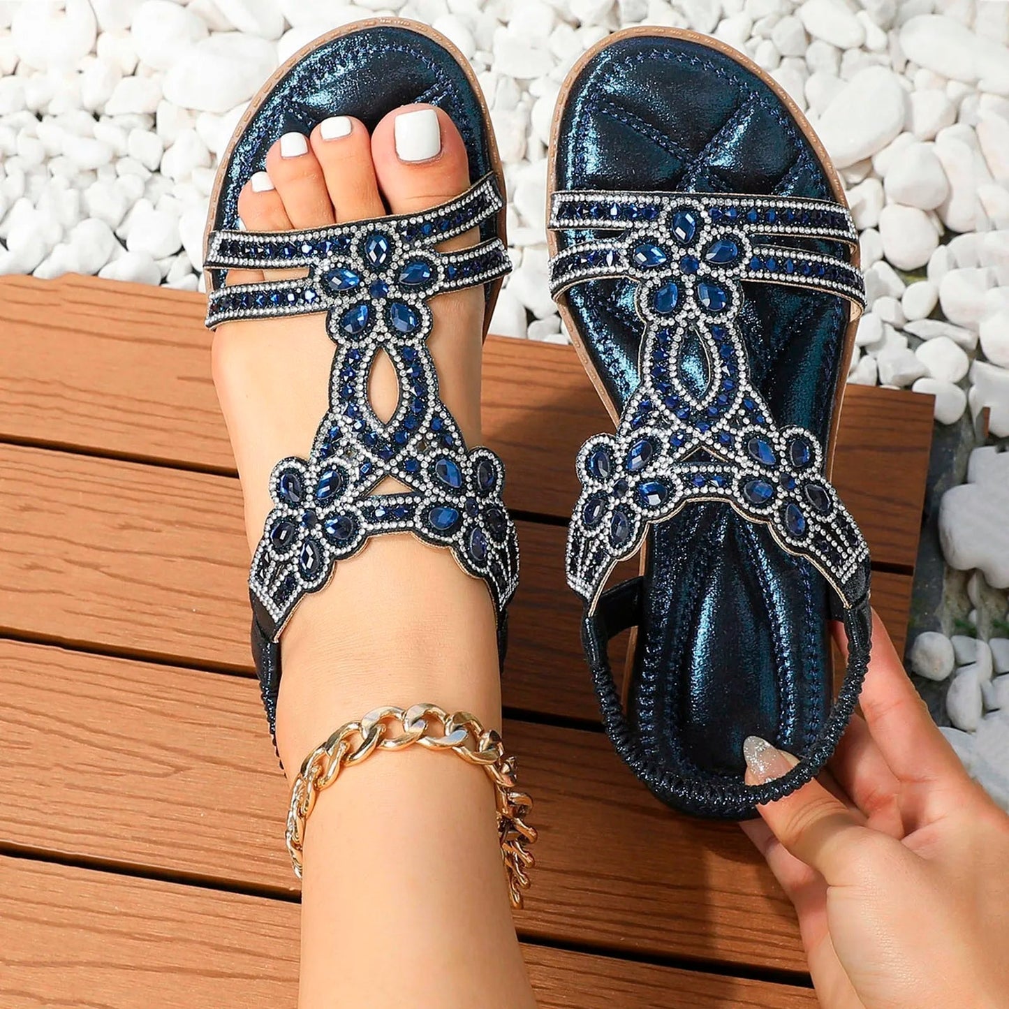 Women's Flat Sandals – Blue