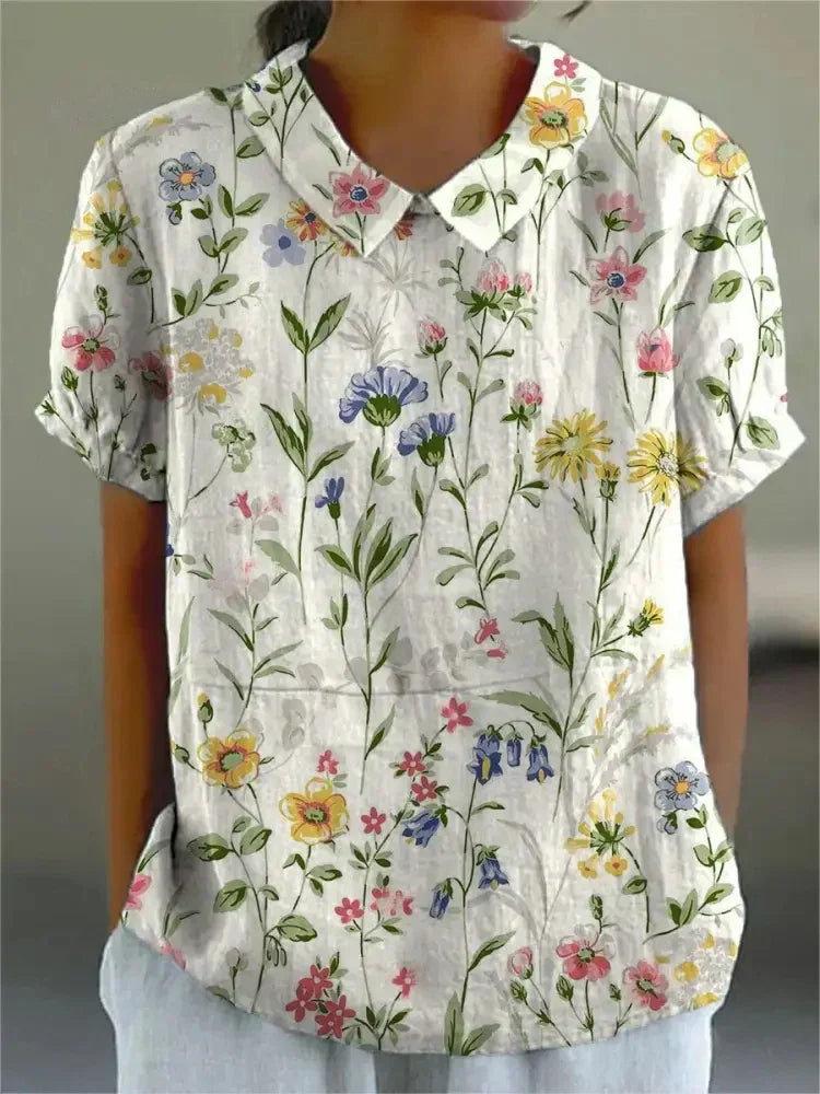 Women's Short Sleeve Blouse – White