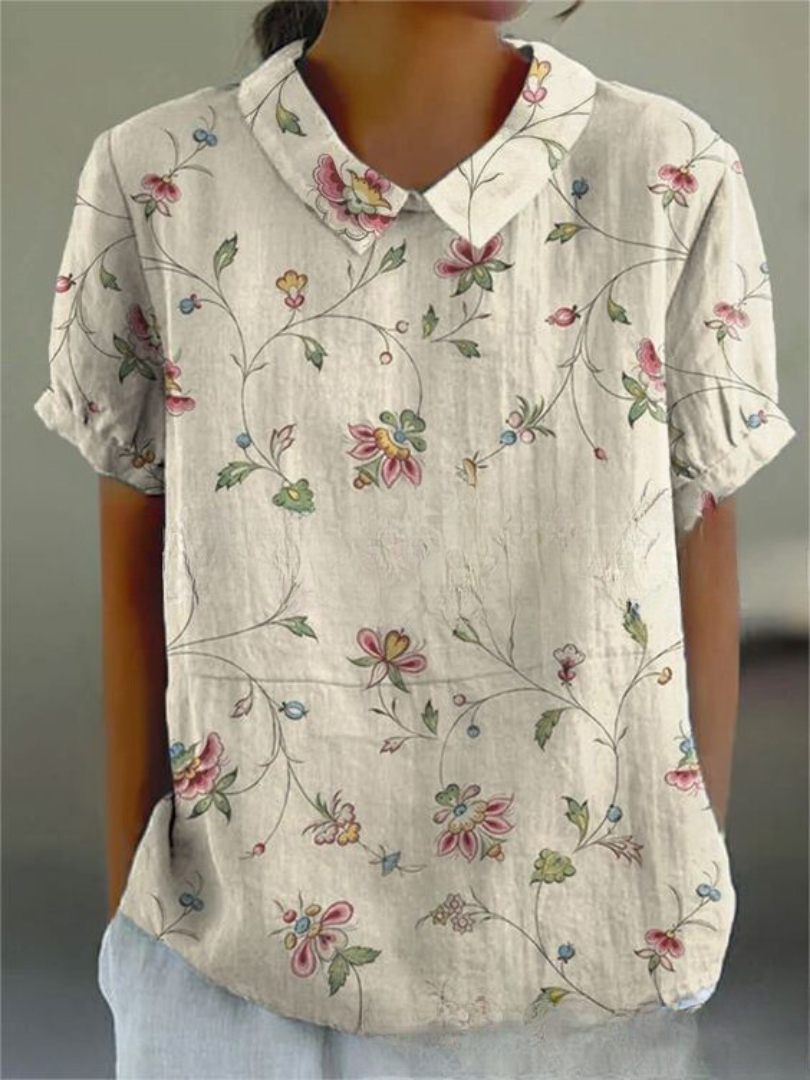 Women's Short Sleeve Blouse – Beige