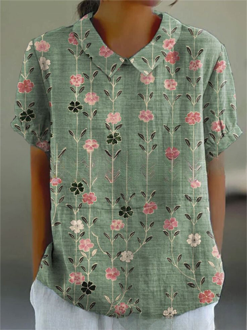 Women's Short Sleeve Blouse – Dark Green