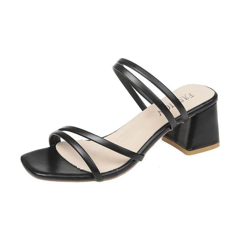 Women's Heeled Strappy Sandals – Black