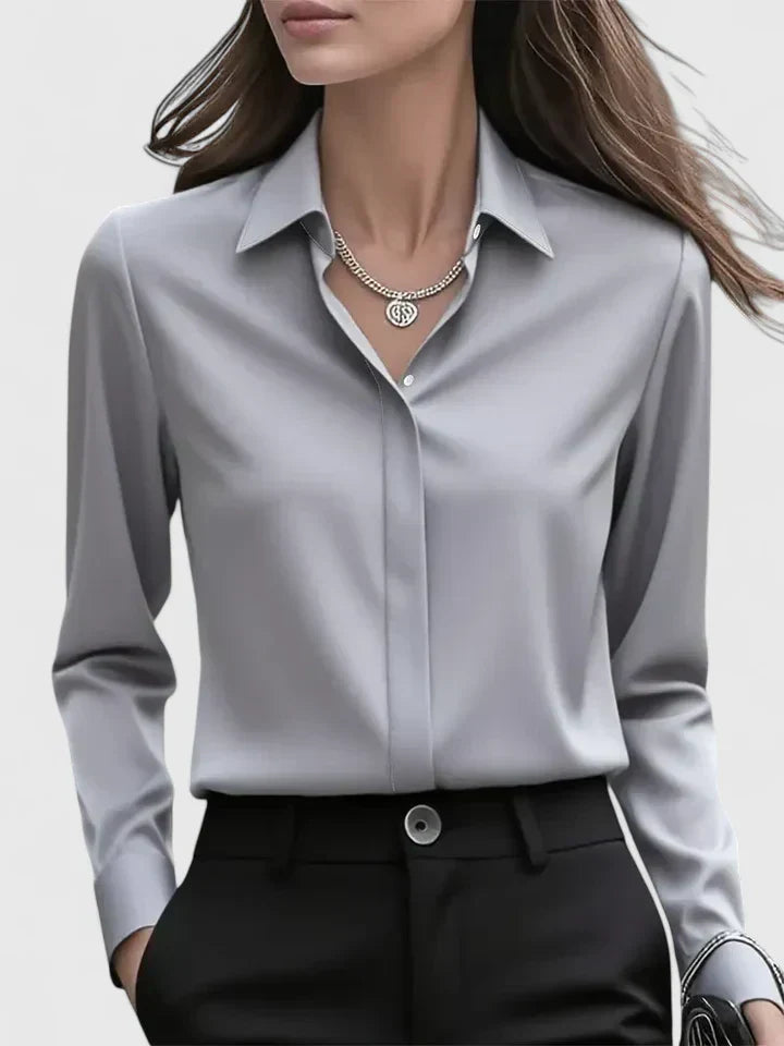 Women's Long Sleeve Blouse – Grey