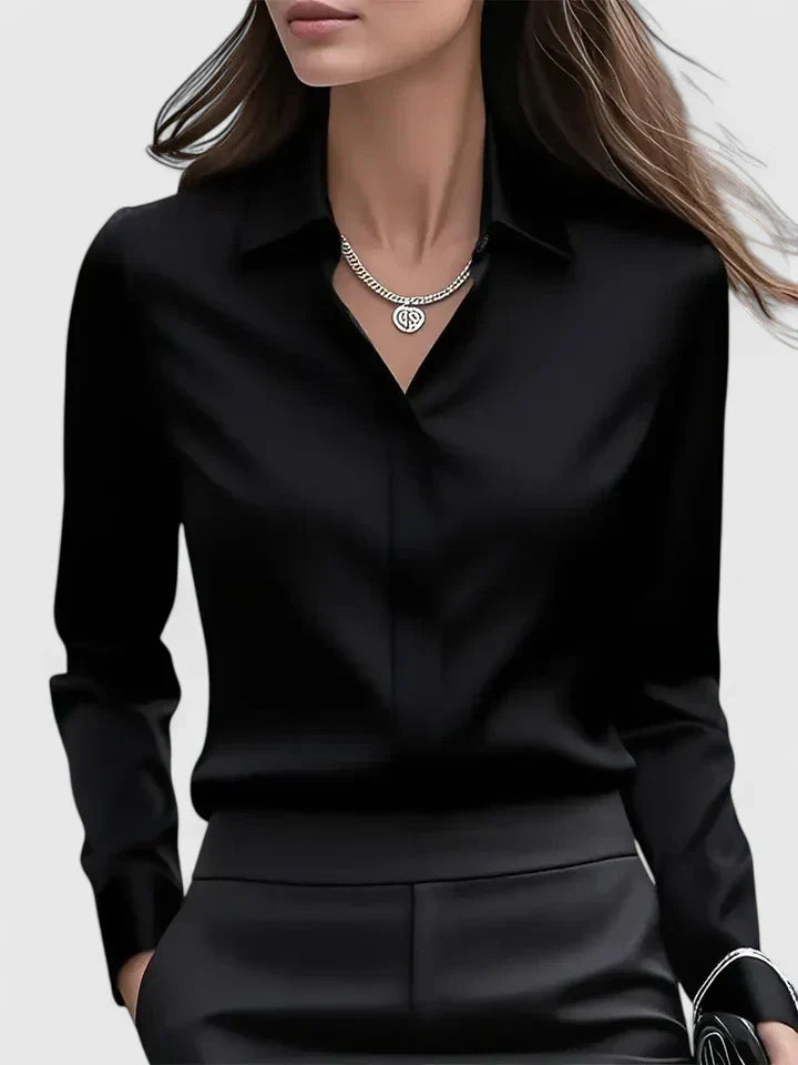 Women's Long Sleeve Blouse – Black
