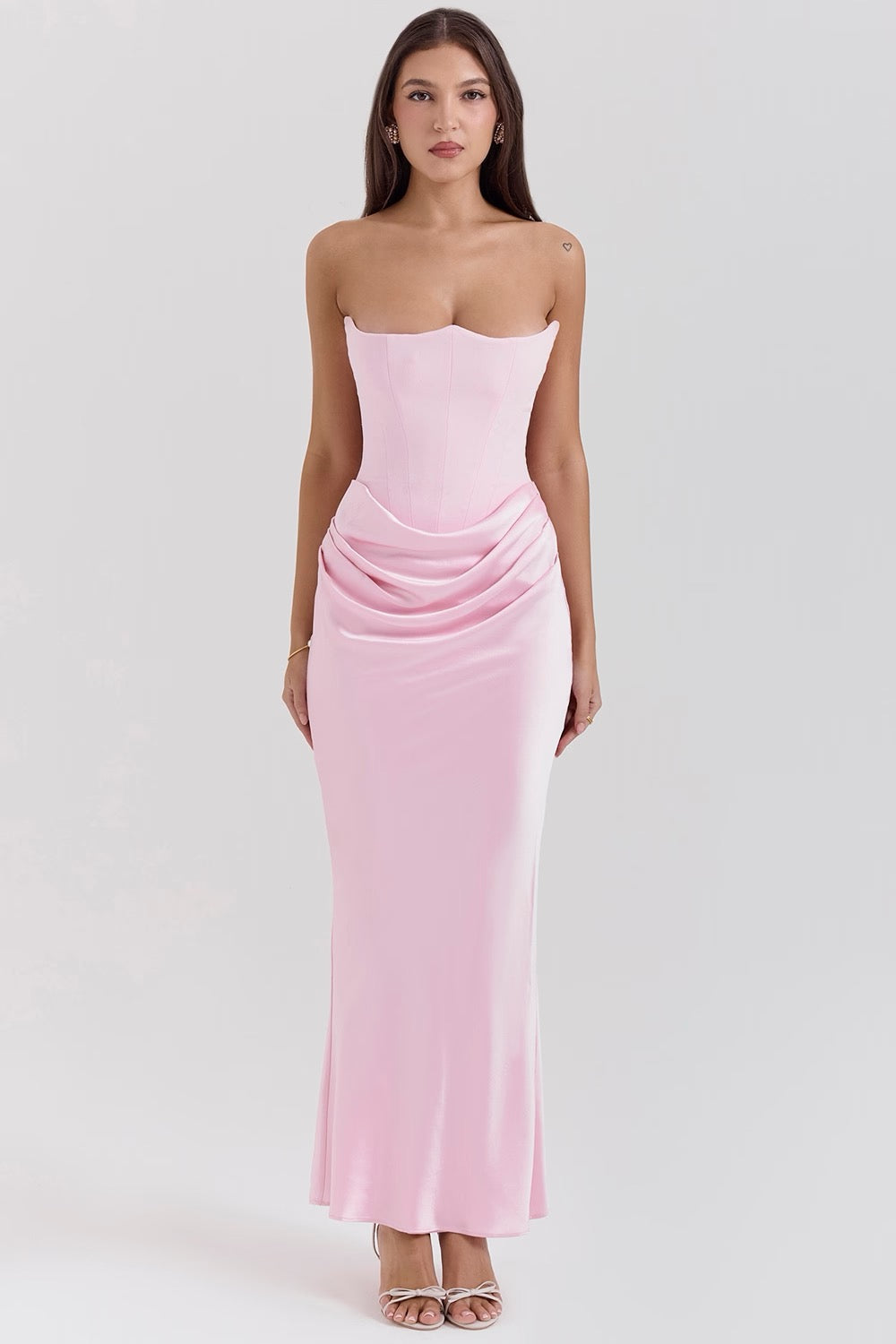 Women's Strapless Evening Maxi Dress – Pink