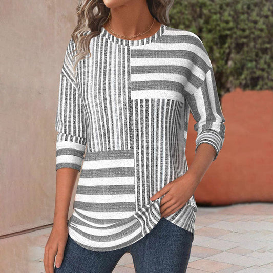 Women's Round Neck Long Sleeve Blouse