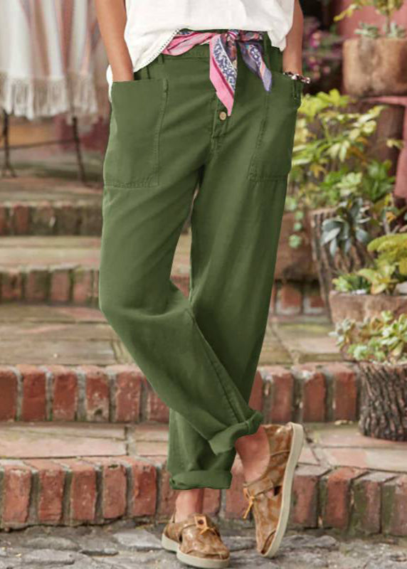 Women's Wide Leg High Waist Pants – Green