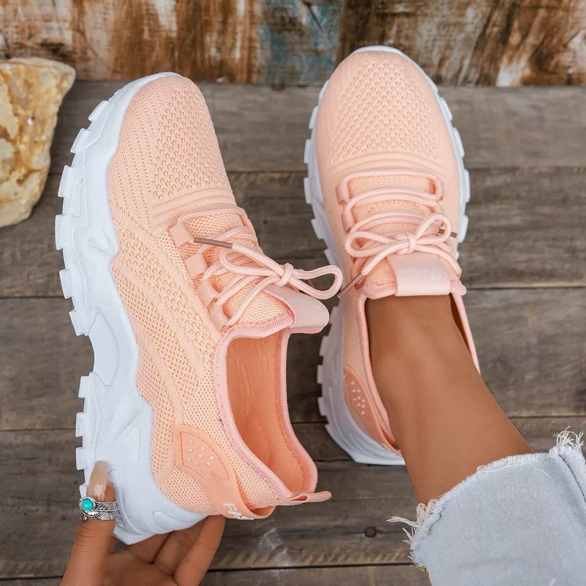 Women's Platform Chunky Sneakers – Peach