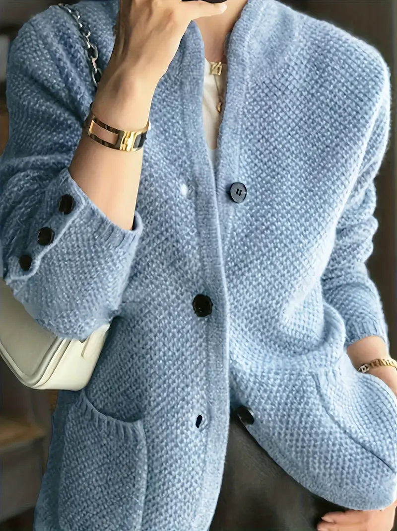 Women's Long Sleeve Cardigan – Blue