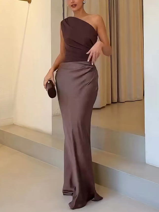 Women's One Shoulder Maxi Dress