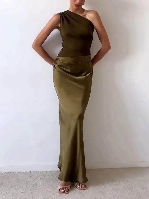 Women's One Shoulder Maxi Dress
