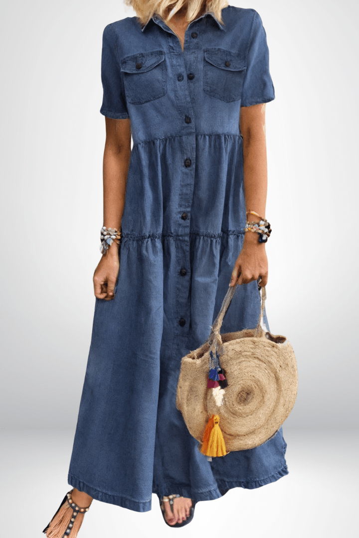 Women's Tiered Maxi Dress – Light Blue