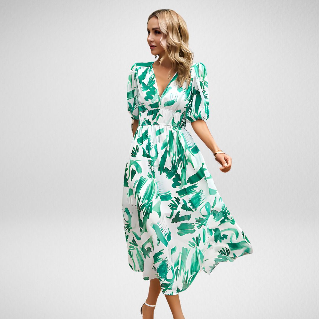Women's V Neck Midi Dress – Light Green