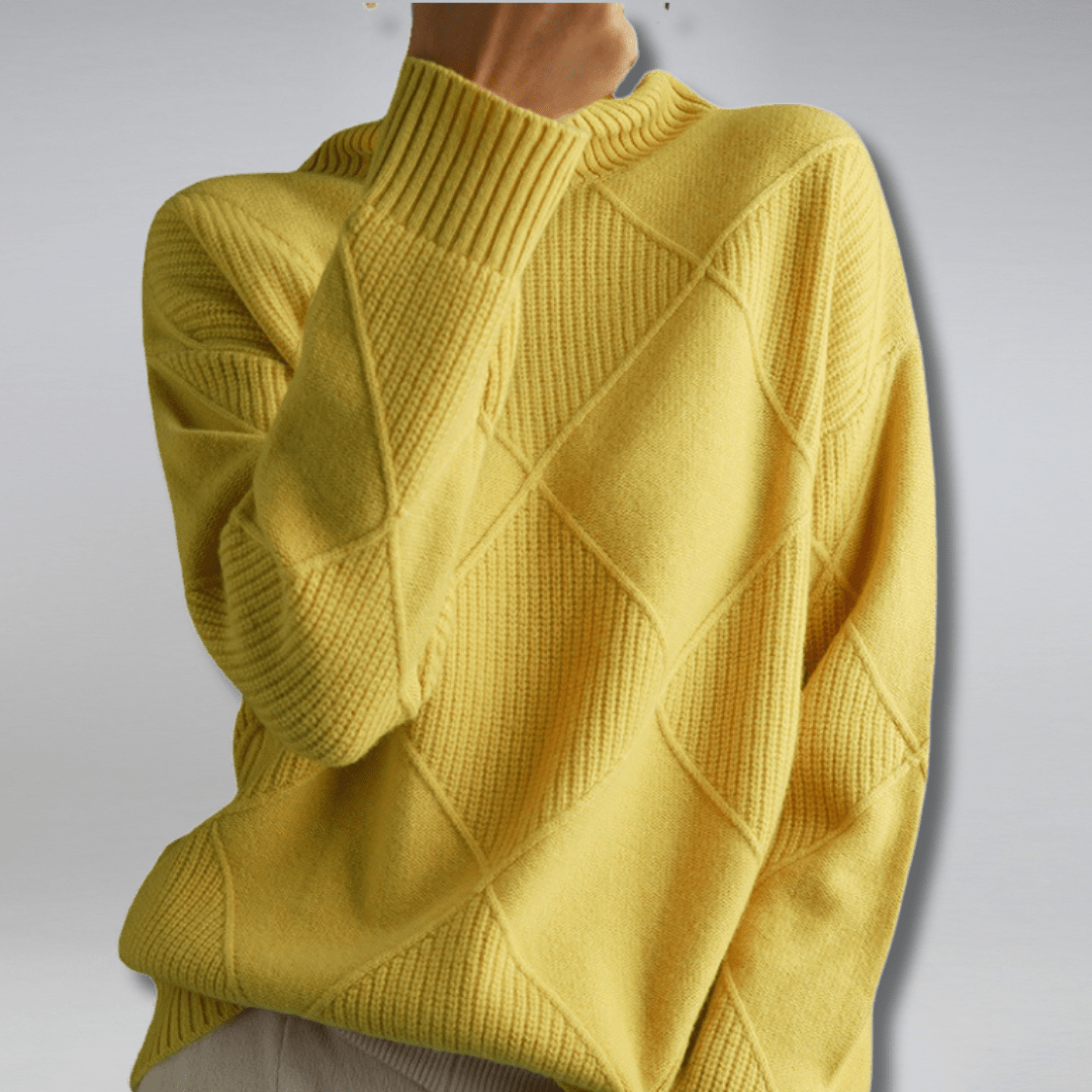 Women's Turtleneck Long Sleeve Sweater – Yellow