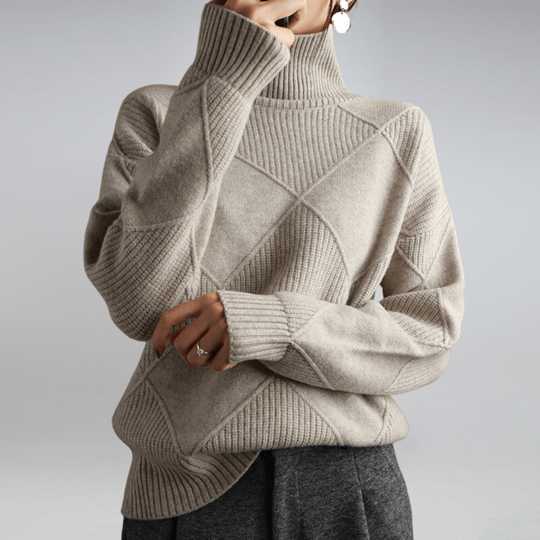Women's Turtleneck Long Sleeve Sweater – Grey