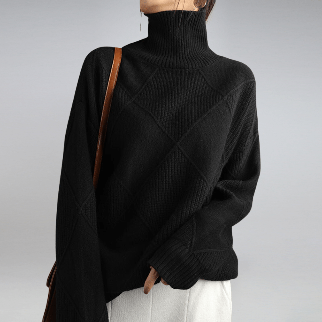 Women's Turtleneck Long Sleeve Sweater – Black