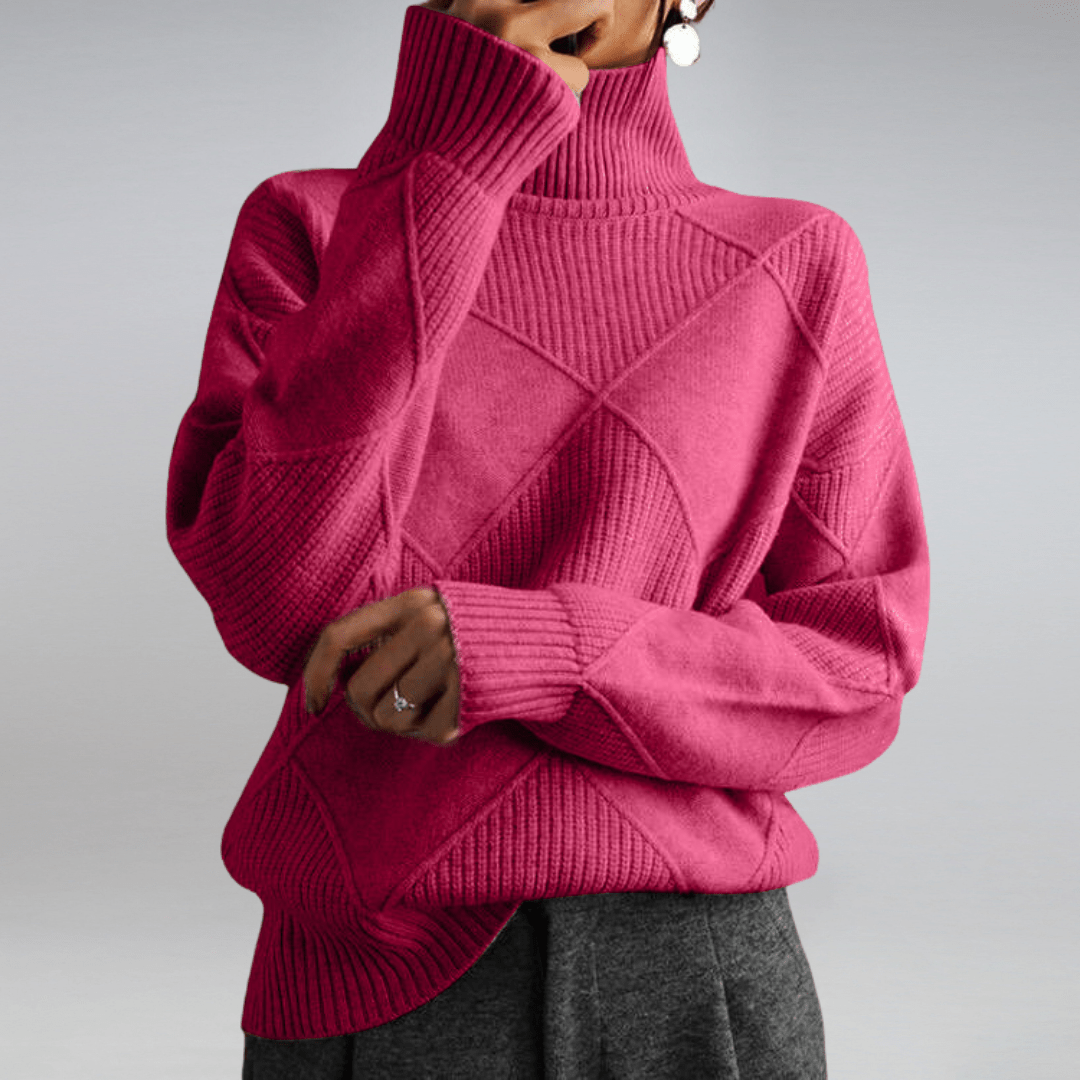 Women's Turtleneck Long Sleeve Sweater – Pink