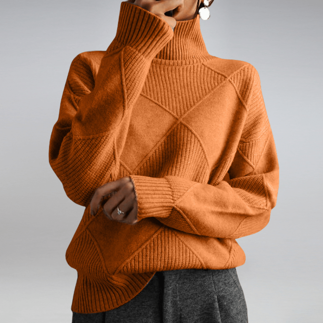Women's Turtleneck Long Sleeve Sweater – Orange