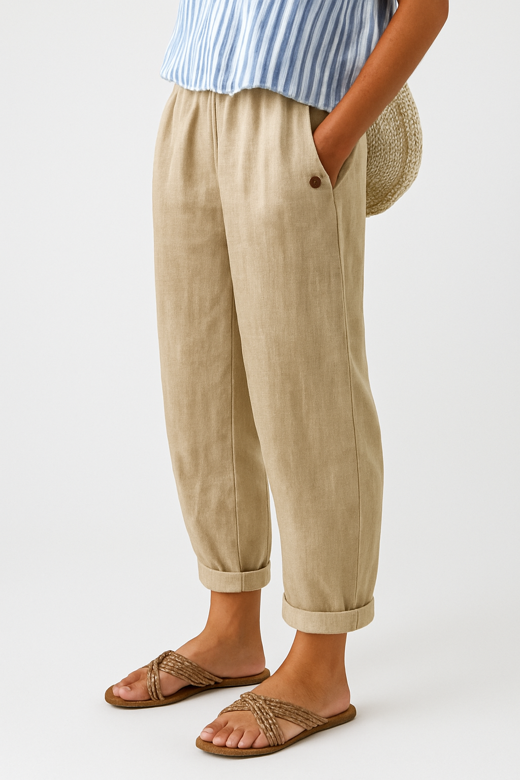 Women's Wide Leg Pants – Beige