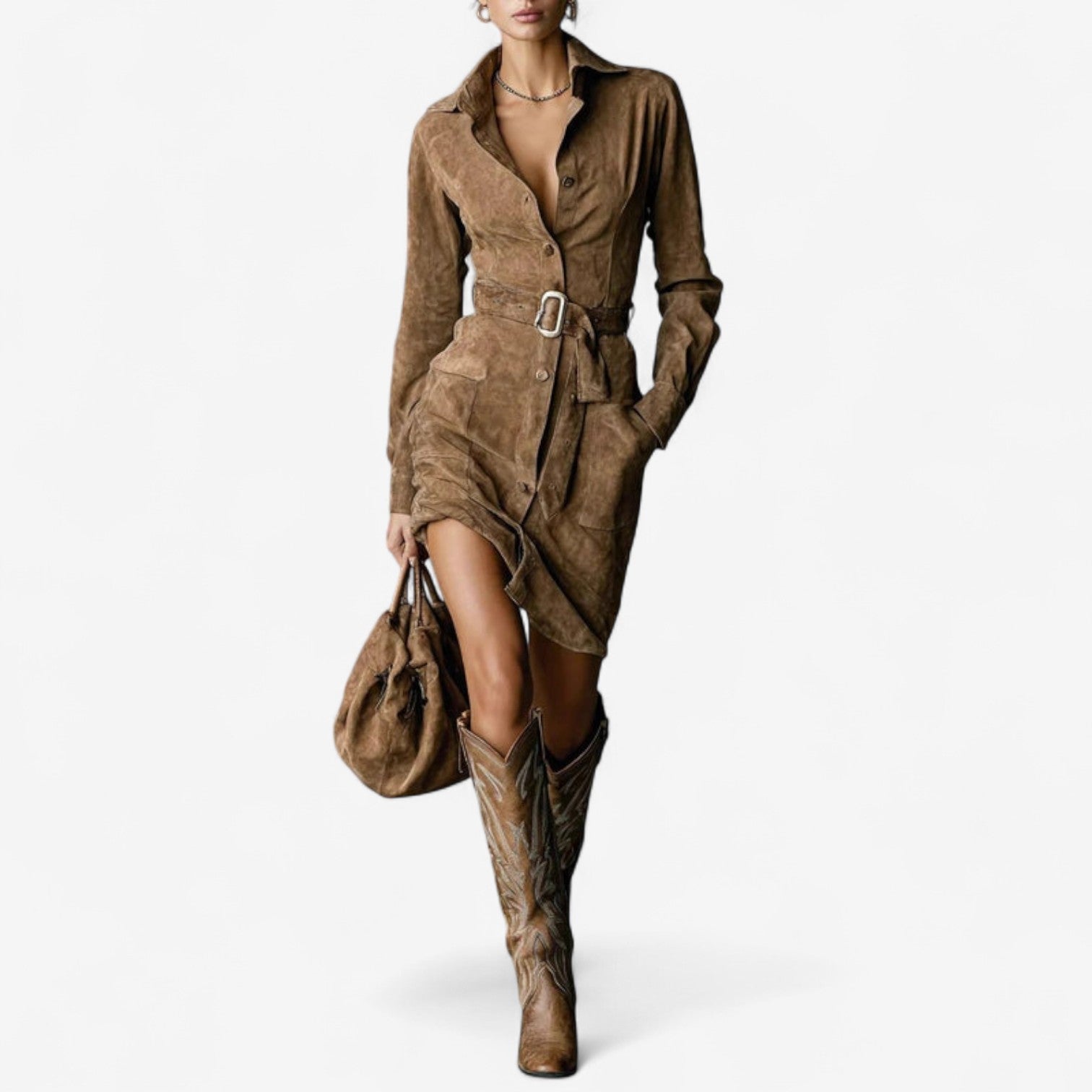 Women's Midi Dress – Brown