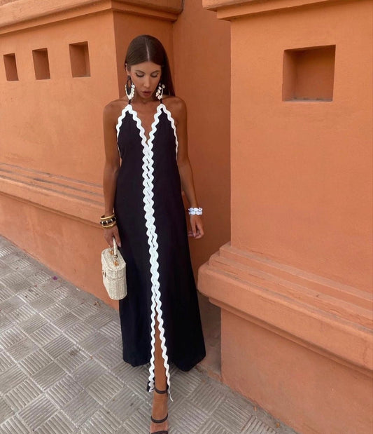 Women's Halter Maxi Dress – Black