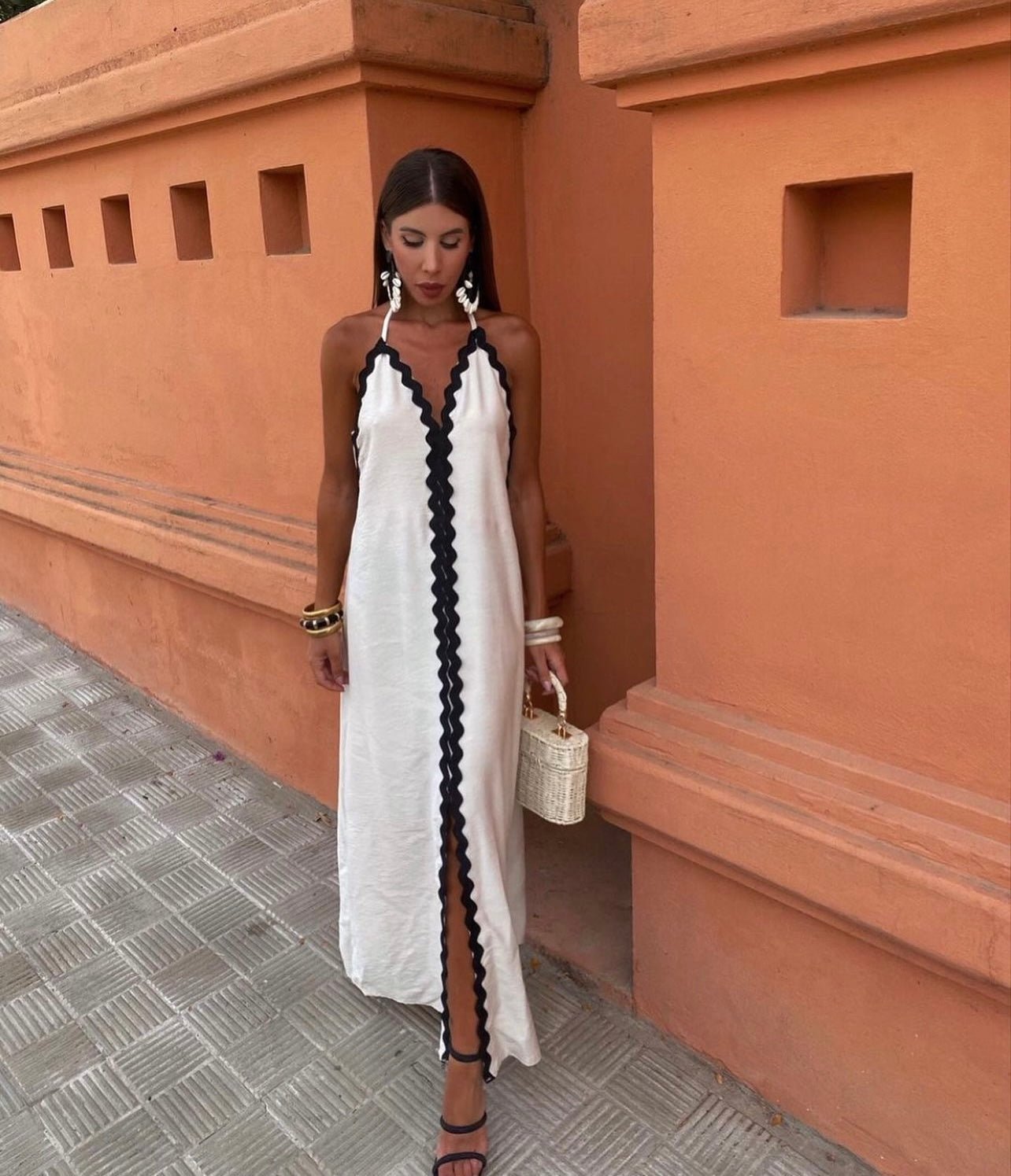 Women's Halter Maxi Dress – White