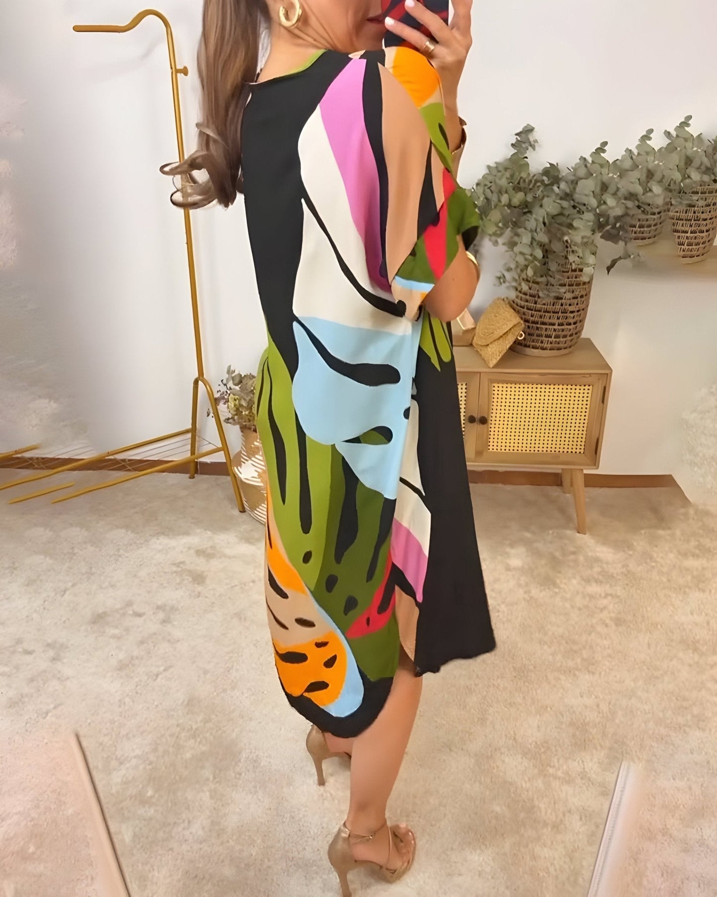 Women's V Neck Midi Dress