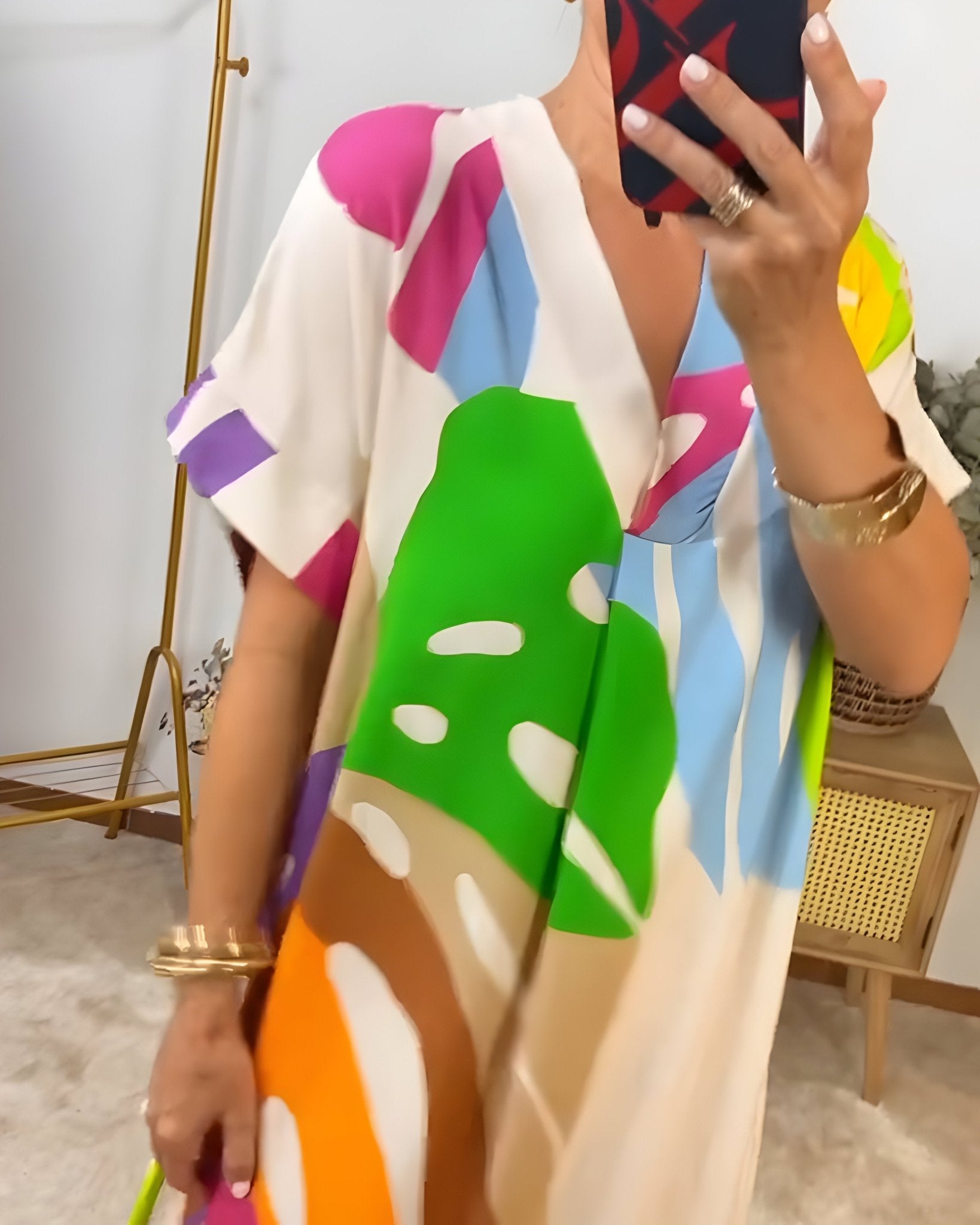 Women's V Neck Midi Dress