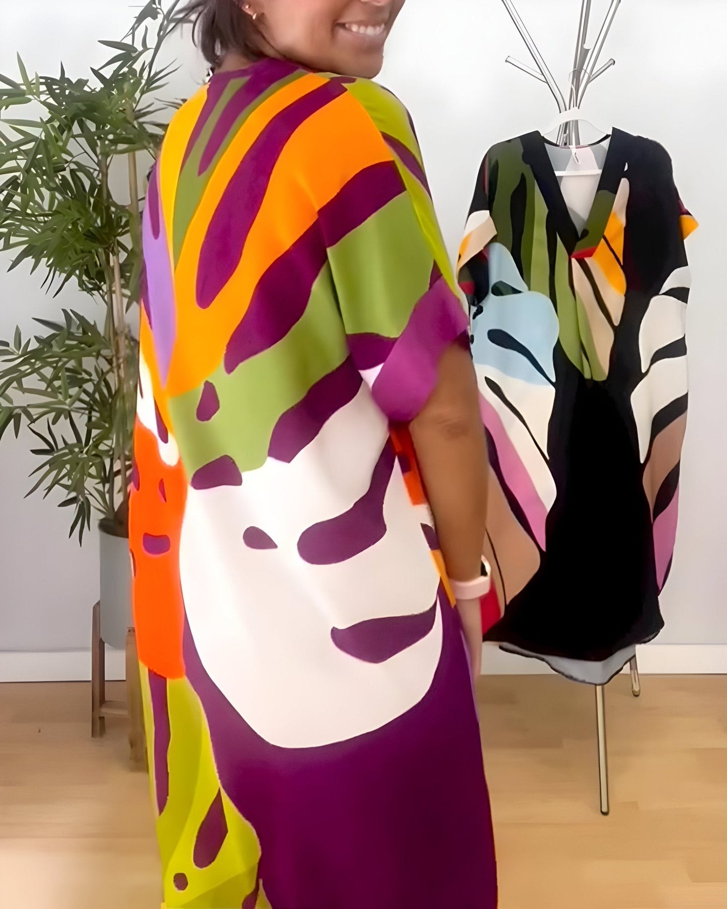 Women's V Neck Midi Dress