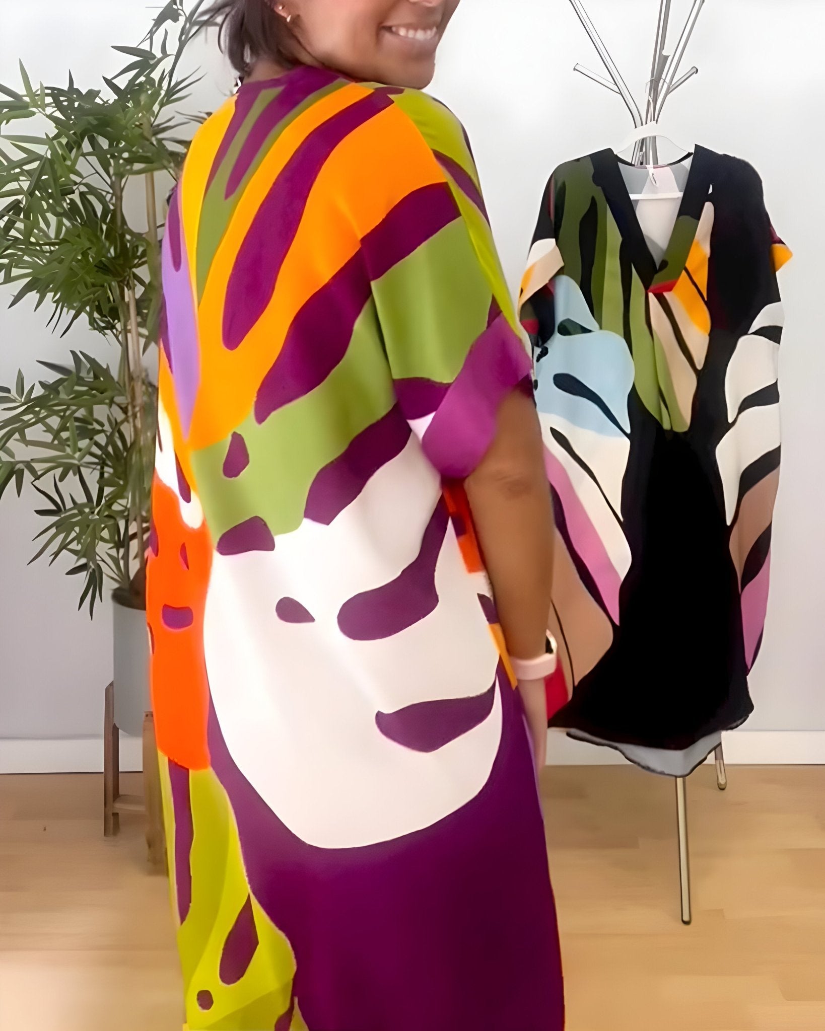 Women's V Neck Midi Dress