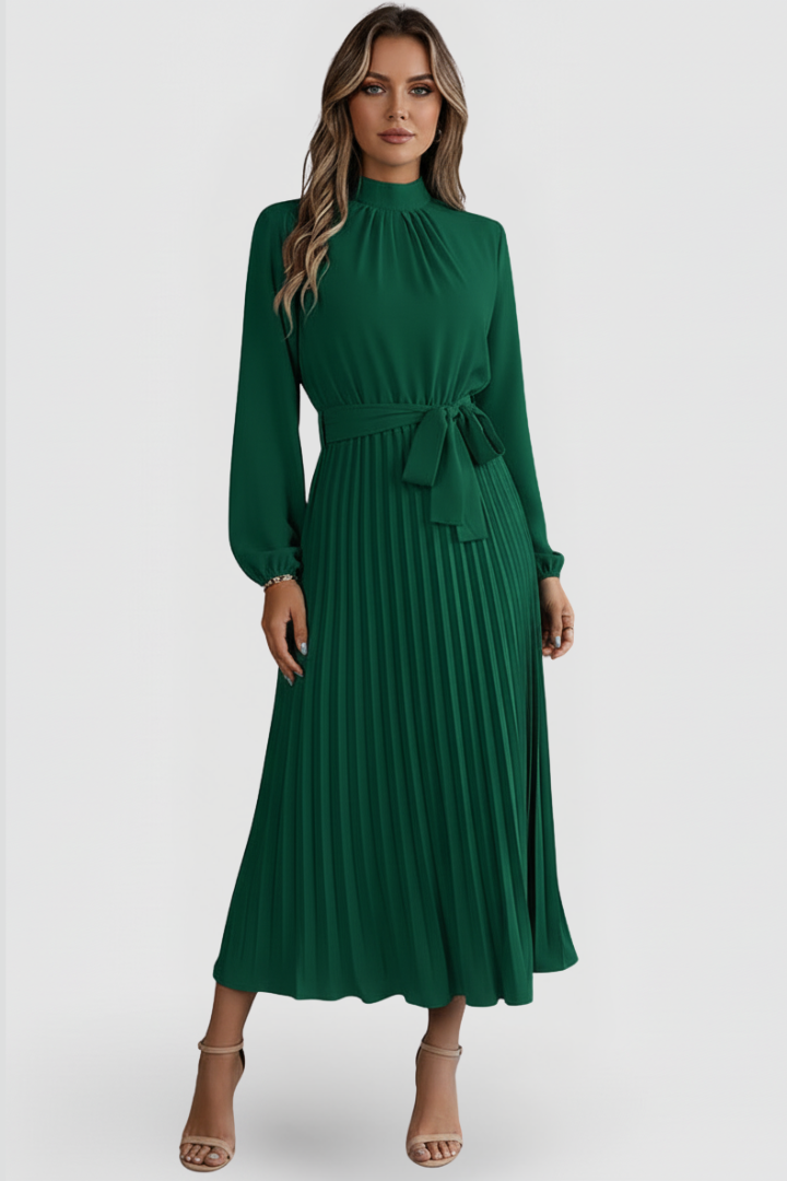 Women's Pleated Midi Dress – Green