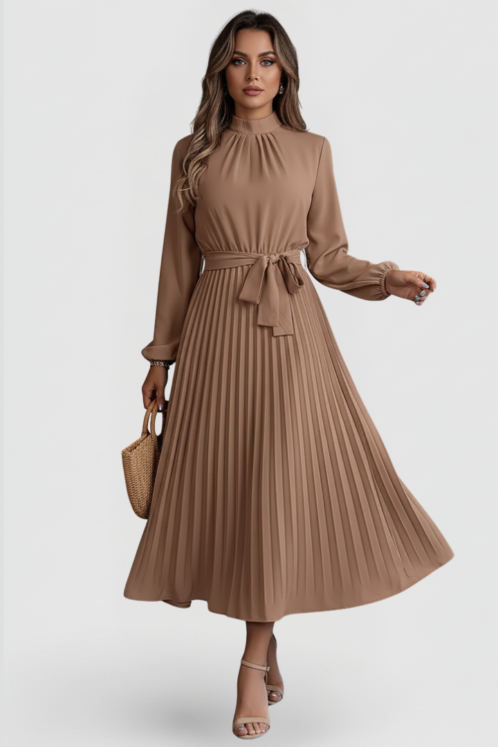Women's Pleated Midi Dress – Khaki